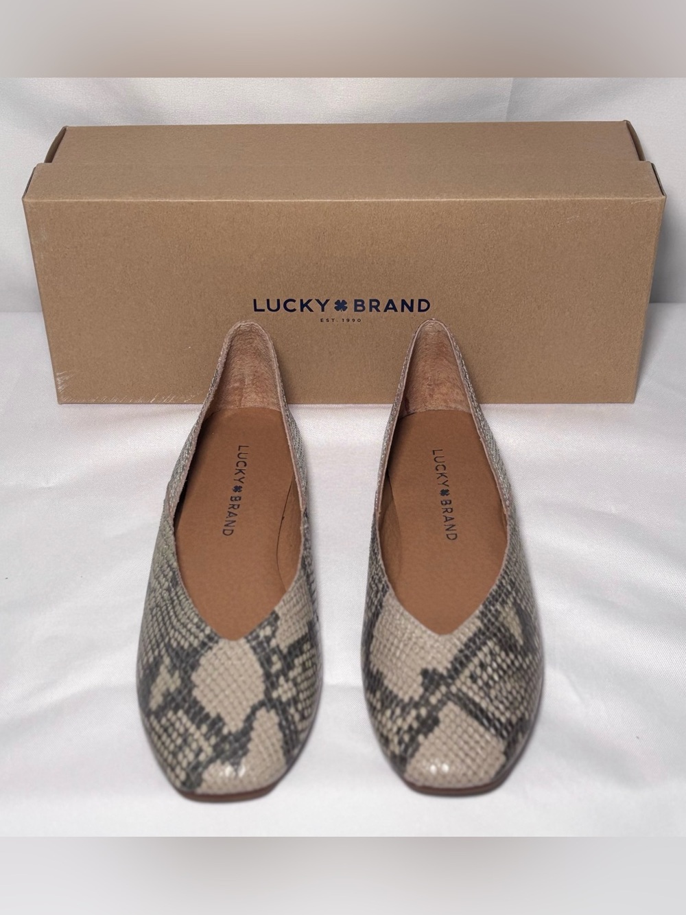 Lucky Brand Alba Leather Snake Skin Flats NIB